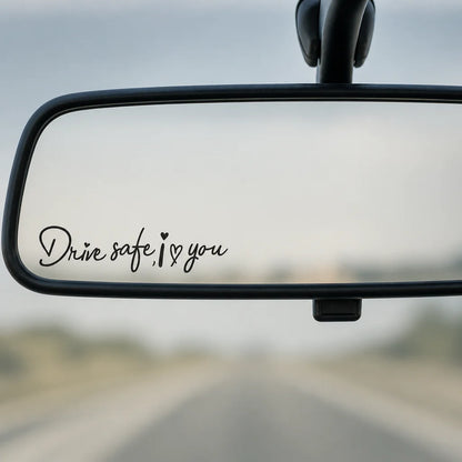 4Pcs Drive Safe I Love You Car Rearview Mirror Sticker Vinyl Decal Auto Interior Decor Self-adhesive Black White 13.5cm Gift