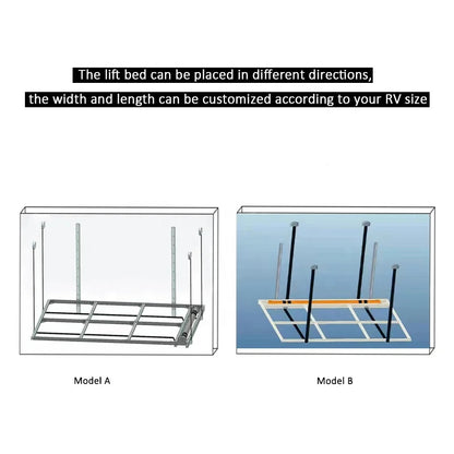 Caravan 12V/24V/220V Adjustable Bed Lift System Aluminum, RV Campervan Bed Lift, Motorhome Accessories, Customisable Dimensions