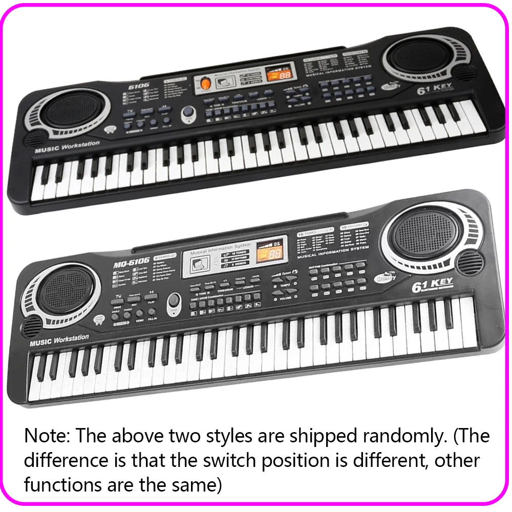 61-key Children's Electronic Piano Keyboard Portable Educational Toy Musical Instrument Organ With Mike Children's Beginner Gift