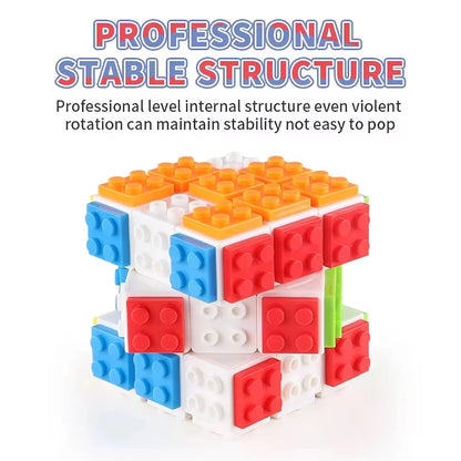Building Blocks 3D Magic Puzzle Cube 3x3x3 DIY Fidget Toy Brick  puzzle professional smooth speed game children's toy gift