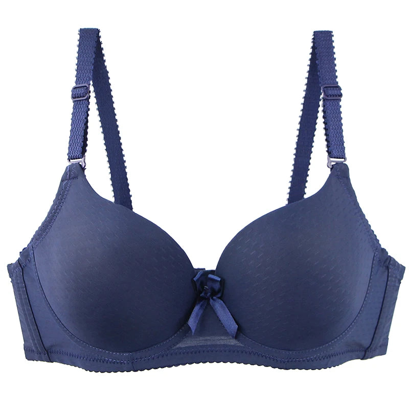 2025 New Sexy Bow Sweat Absorption Bras Solid Smooth 34/75 36/80 38/85 40/90 42/95 44/100 ABC Cup Underwear Pus Up Lingerie