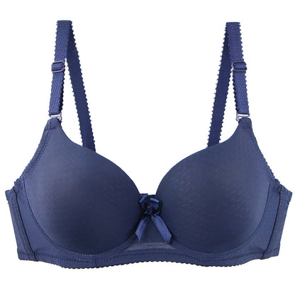 2025 New Sexy Bow Sweat Absorption Bras Solid Smooth 34/75 36/80 38/85 40/90 42/95 44/100 ABC Cup Underwear Pus Up Lingerie