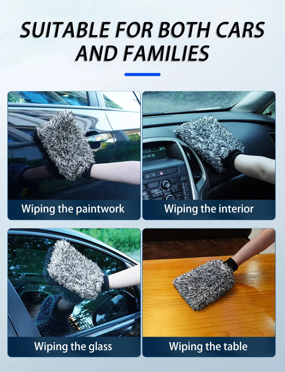 SEAMETAL Car Wash Brush Plush Premium Wheels Brush Non-Slip Handle Easy To Cleaning Rims Spokes Wheel Barrel Cleaning Mitt