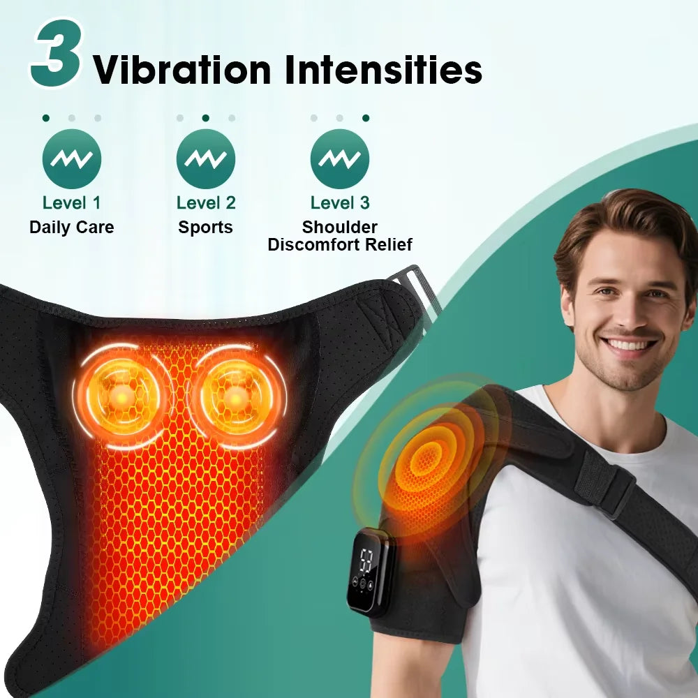 Electric Shoulder Heating Pad 3-Speed Vibration Muscle Relax Belt Thermal Massager Shoulder Neck Health Care Support Brace