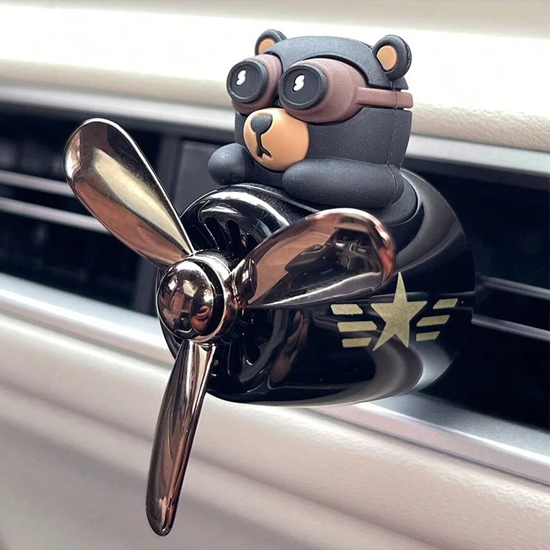 Rotating propeller pilot bear dog car air fresheners accessories decorations fun vent clip perfume diffuser aroma fragrance men