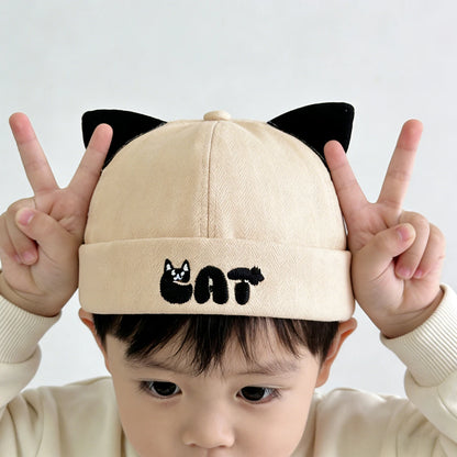 Cute Cat Ear Baby Docker Hat Cartoon Solid Color Toddler Brimless Cap Boy Girl Beanies Summer Cotton Kids Melon Landlord Hats