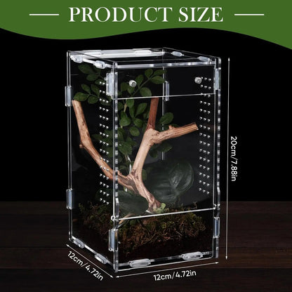 Reptile Enclosure Front Opening Escape Proof Habitat Acrylic Jumping Spider Habitat for Observation Home Pet Store Bedroom