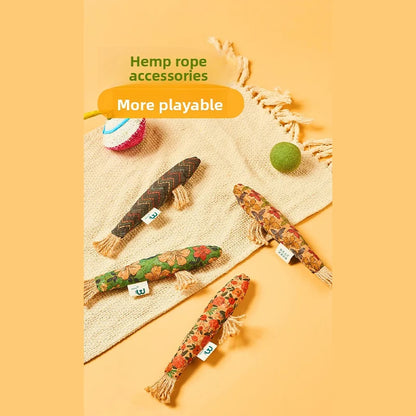 Cork Fish Shaped Cat Toy Safe Bite Resistant Attract Cat To Bite Grind Teeth Claws Relieve Boredom Functions Interactive Pet Toy
