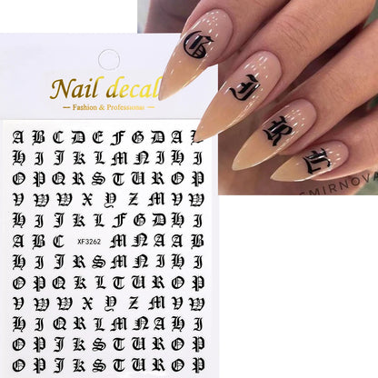 1Pcs 3D Alphabet Nail Sticker Laser Silver/Gold 26 English Letters Nail Art Decals Self Adhesive Manicure 8*10cm Letter Sticker
