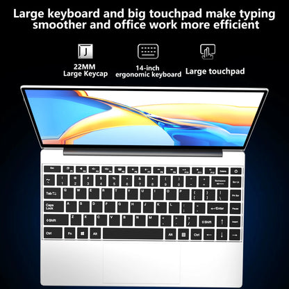LENO Laptop 14.1" Windows 11 16GB RAM 2TB SSD Intel N3700 Ultra Slim Notebook Gamer 1080P  Display Office Study Computer PC