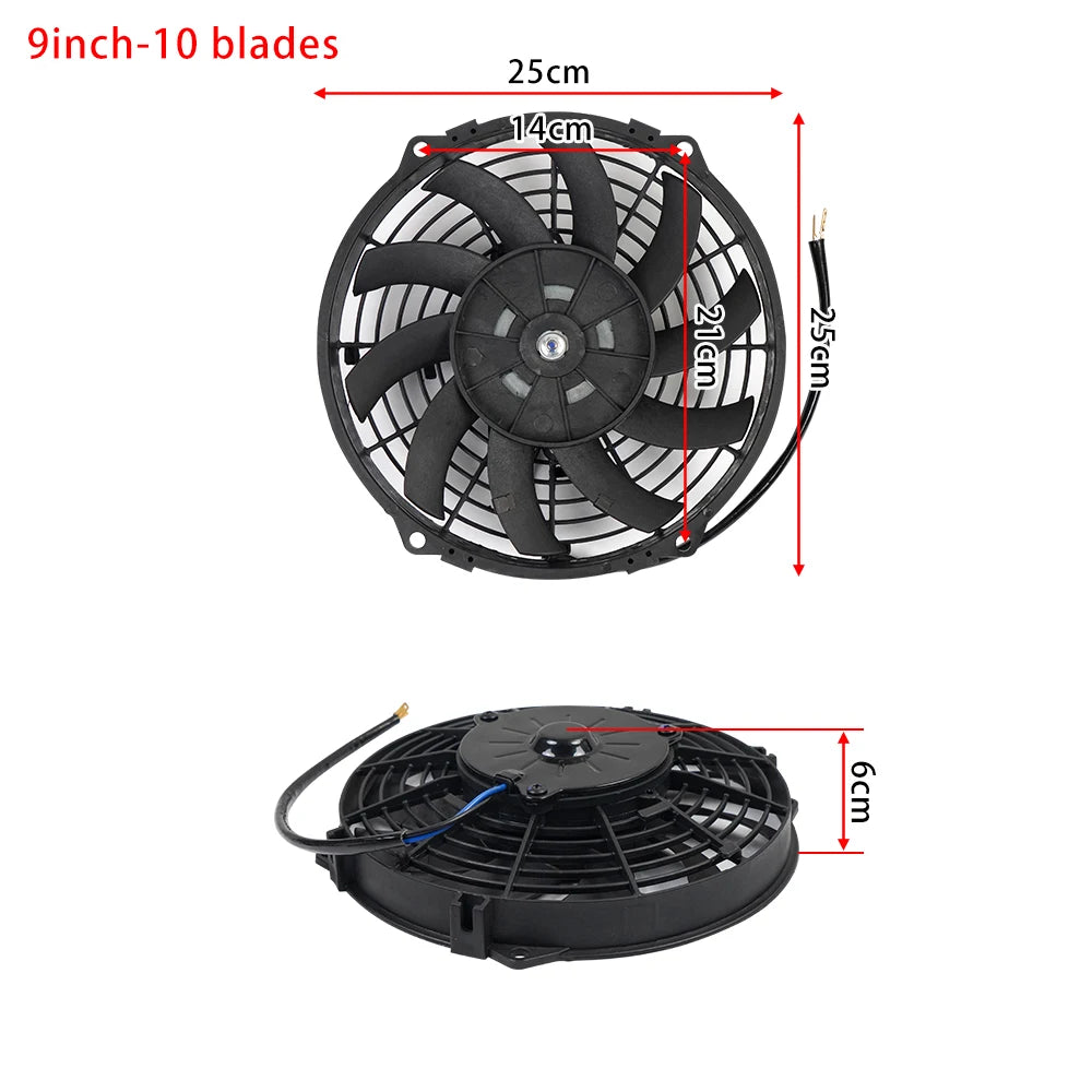 Universal 7/9/10/12/14/16 Inches 12V 80W 2100RPM Car Air Conditioning Electronic Radiator Cooling Fan Blade Electric Cool Kit