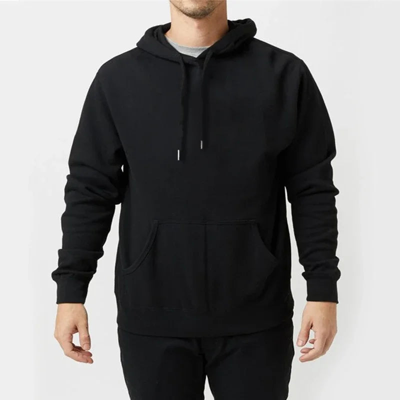 2025 Men's Solid Color Hooded Sweaters Men's Warm Wool Sweater Fashionable Street Clothing Loose  Breathable Jersey Brand Hooded