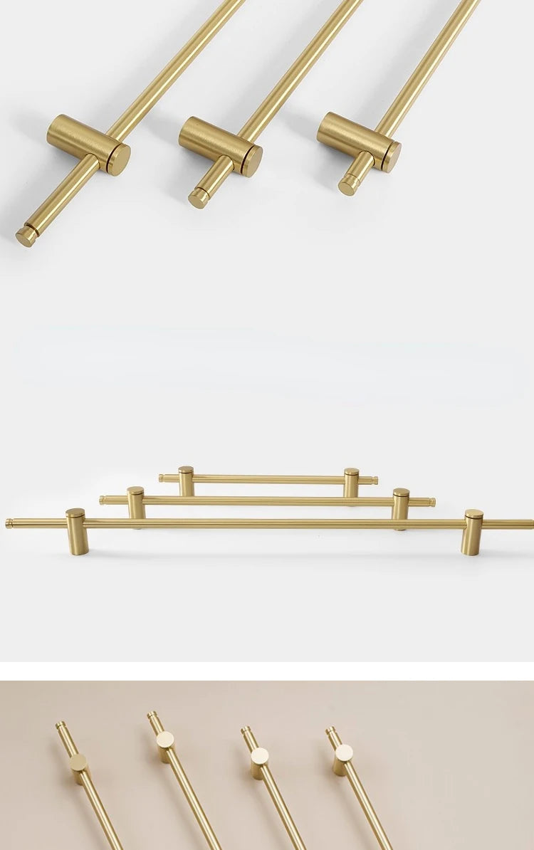 Brass long handle Nordic pure copper modern pulls simple gold light luxury pulls cabinet adjustable long handle cabinet handle
