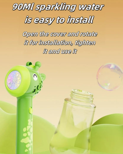 Cartoon Dinosaur Giraffe Bubble Blowing Machine for Children, Fully Automatic Handheld Bubble Stick, Luminous Bubble Toy