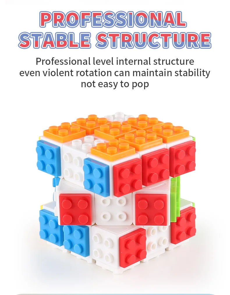 Building Blocks 3D Magic Puzzle Cube 3x3x3 DIY Fidget Toy Brick  puzzle professional smooth speed game children's toy gift