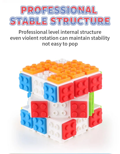 Building Blocks 3D Magic Puzzle Cube 3x3x3 DIY Fidget Toy Brick  puzzle professional smooth speed game children's toy gift