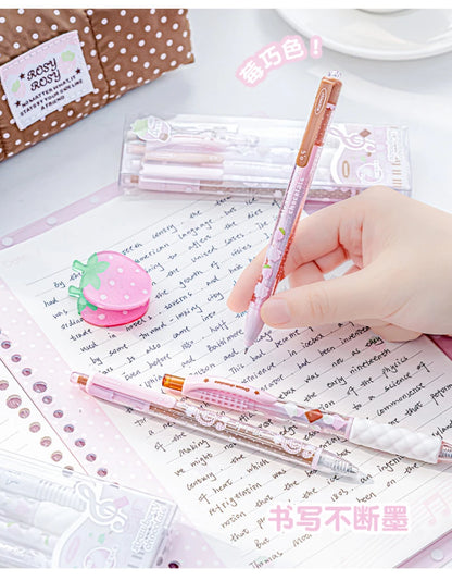 4Pcs Cute Kawaii Gel Pens Set Aesthetic 0.5mm Fine Point Retractable Pens for School Office Writing Sweet Chocolate Stationery