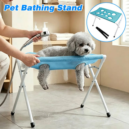 Portable Foldable Pet Grooming Hammock Stand Adjustable Dog Cat Bathing Nail Clipping Drying Mesh Support Rack for Small Pets