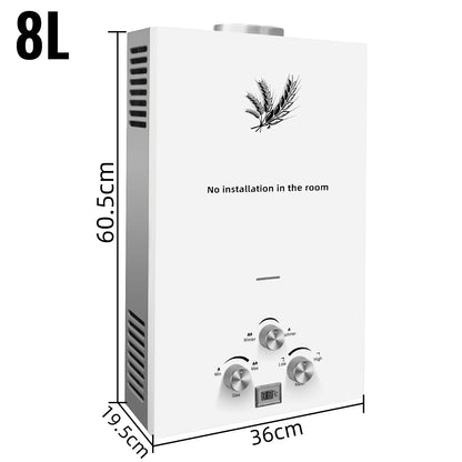 VEVOR Liquefied Petroleum Gas Water Heater 6L 8L 10L 12L 16L 18L Liquefied Petroleum Gas Propane Butane White Water Heater