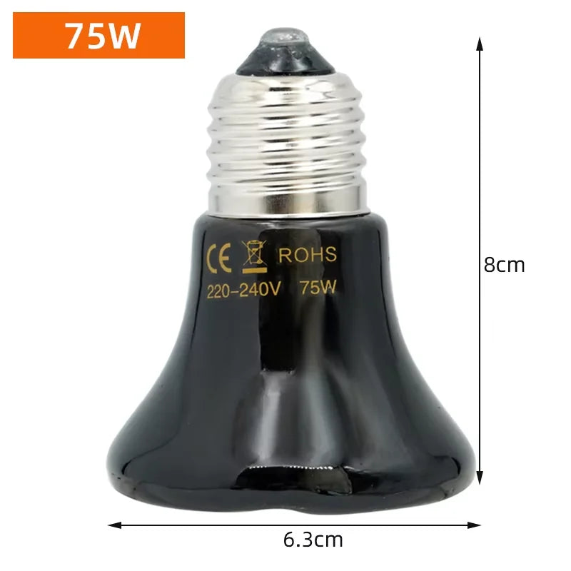 25/50/75/100W E27 Pet Heating Lamp 110V 220V Infrared Ceramic Emitter Heat Light Bulb Pet Brooder Chickens Reptile Lamp 1PC