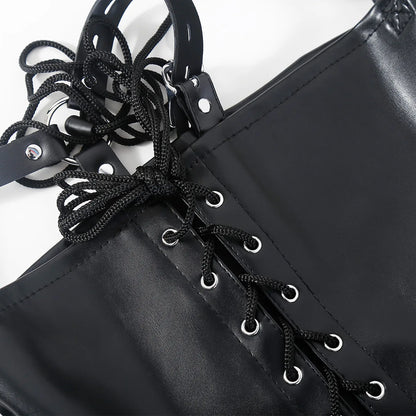 BDSM Mermaid Restraint Bag Leather Straitjacket Fetish Half Body Bondage Legging Binder Slave Ankle Cuff Binding Erotic Sex Tool