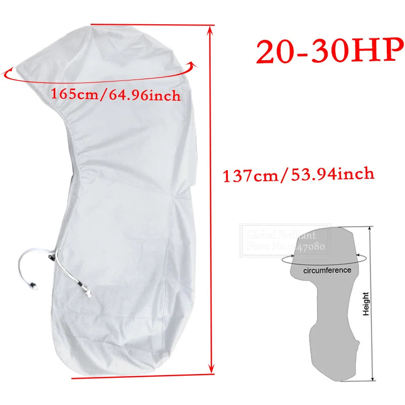 600D Boat Full Outboard Engine Cover Heavy Duty Silver Engine Motor Covers Protector For 6-225HP Waterproof