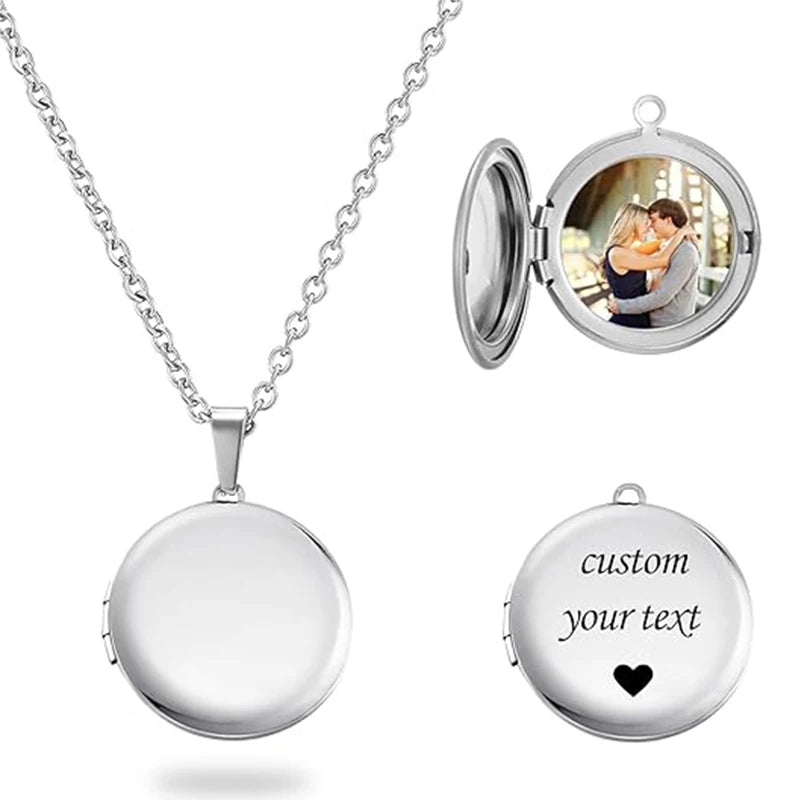 Personalized Locket Necklace for Women Custom Photo Heart Pendant Necklace Customized Picture Lockets Necklaces Birthday Gifts