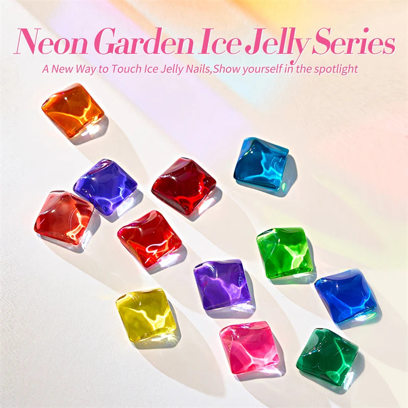 BORN PRETTY 7ml 6Pcs/Set Neon Garden Ice Jelly Gel Nail Polish Set Light Pink Blue Green Soak Off Translucent Nail Gel Kit