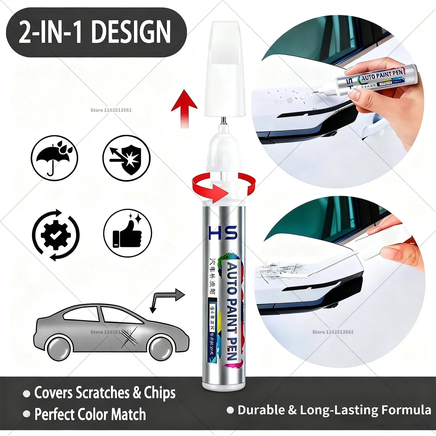 Car Paint Repair Pen Touch Up Scratch Remover DIY Auto Accessories For Mazda CX-30 Blue 42M White 34K Red 42V Grey 47C 46G