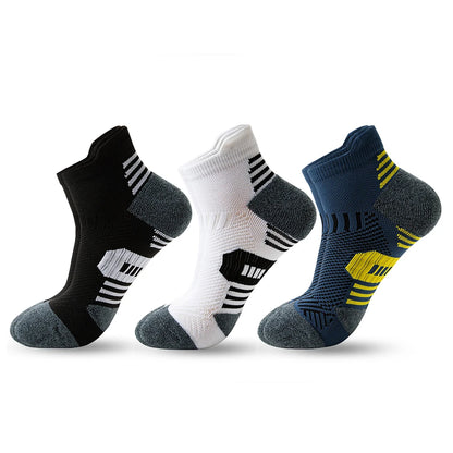 3 Pairs Profession Sports Socks For Man Marathon Compress Socks Men Running Socks  Thick Towel Bottom Short Socks Man Sox Gift