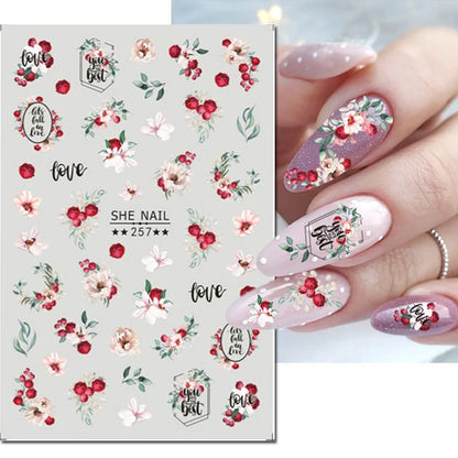 3d Nail Art Decals Spring Booming Violets Lavenders Purple Blue Pink Flowers Butterflys Stickers Decoration For Nail Tips Beauty
