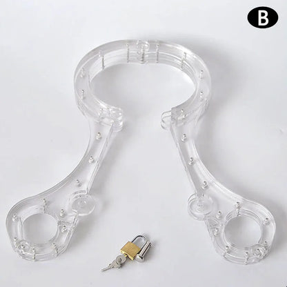 Neck Collar Handcuffs Crystal Flail BDSM Bondage Lock Hand Cuffs Sex Toys For Couples Women Wrist Restraints Adult Games Tools