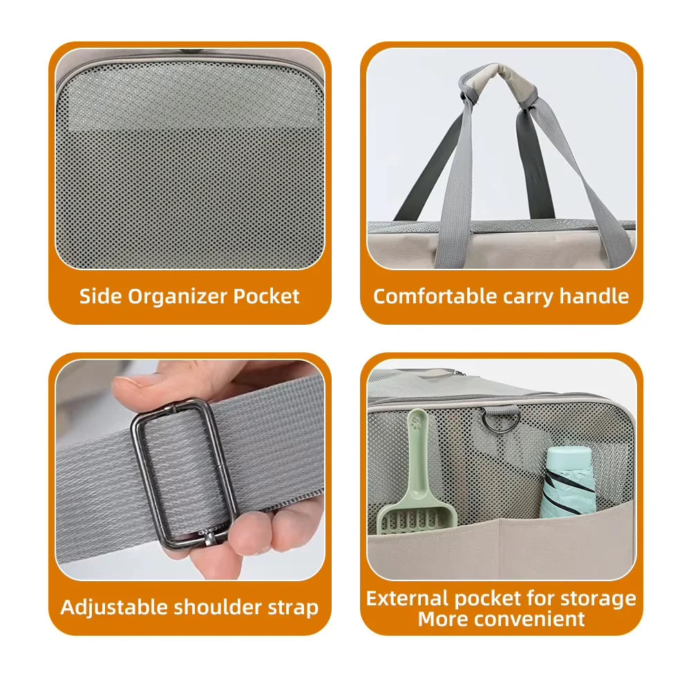 Storage Bags Pet Dogs Trolley Foldable Dogs Backpack Transport Box for Oxford Fabric Dogs Carts with 4 Wheels Transport Bag with Rollers and Safety Belt for Travel