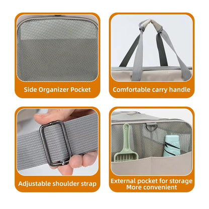 Storage Bags Pet Dogs Trolley Foldable Dogs Backpack Transport Box for Oxford Fabric Dogs Carts with 4 Wheels Transport Bag with Rollers and Safety Belt for Travel