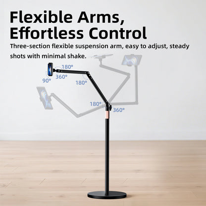GOOJODOQ Tablet Stand Phone Holder Floor Lazy Support Stand Desktop Live Broadcast Stand Aluminum Alloy Retractable iPad Clip