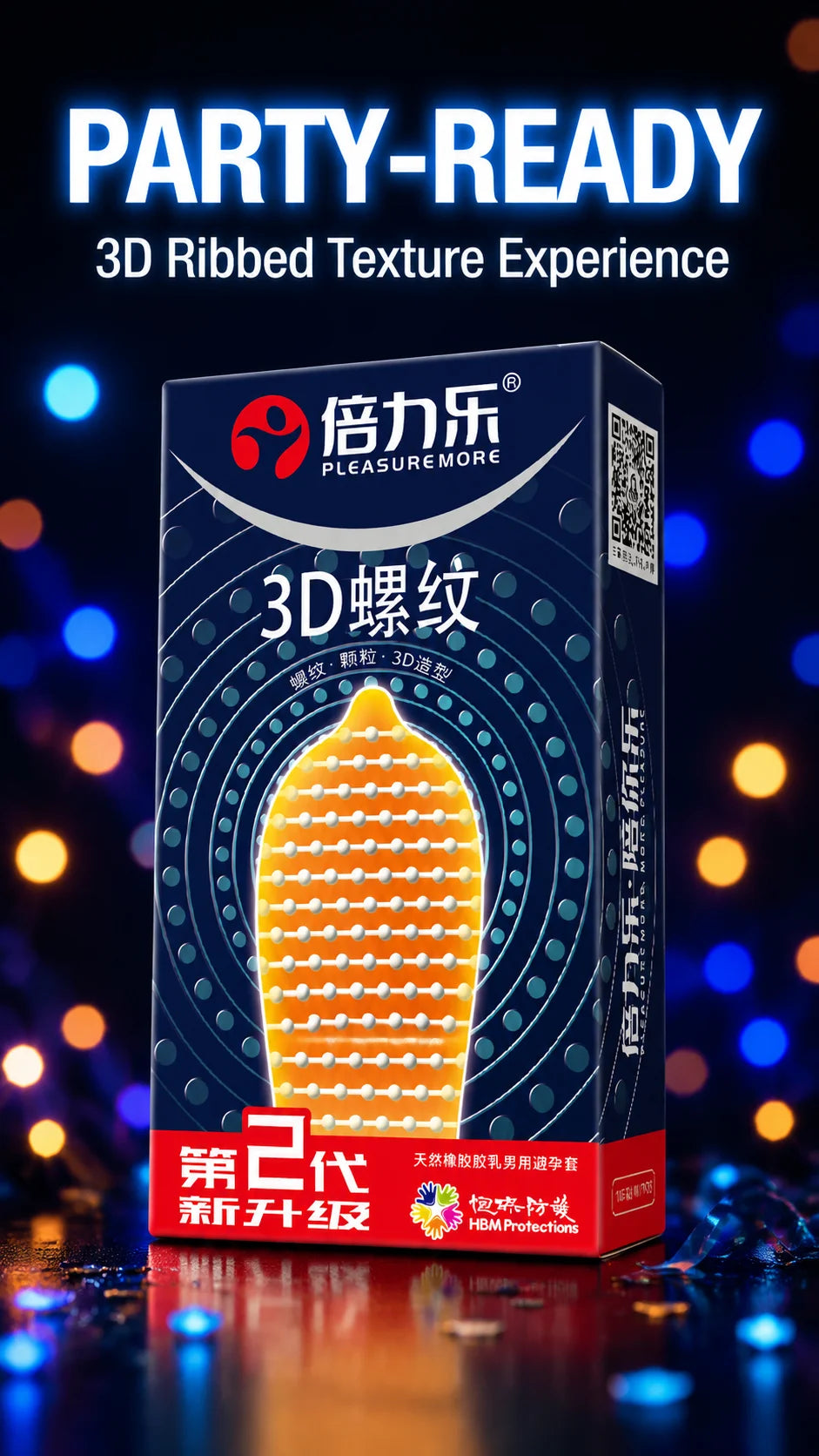 3D Ribbed Condoms 10pcs-50pcs Textured Studded Natural Latex Lubricated Men Extra Stimulation Smooth Silky Wet Sensation Beilile