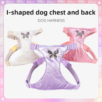 Butterfly Decor & Matching Leash Dog Harness for Small Dogs - Escape Proof Lightweight Vest
