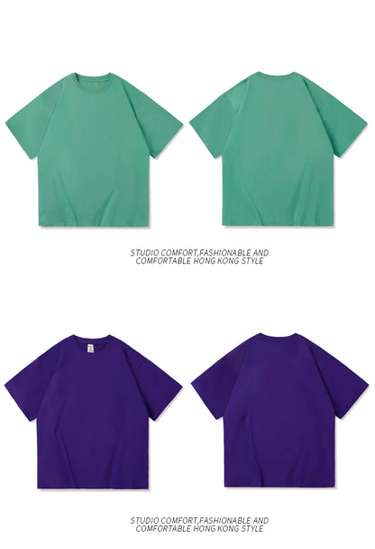Oversized Summer Short Sleeve Men's T Shirt New Fashion Solid Loose O-Neck T Shirts Mens Cotton Hip Hop Streetwear Top Tees 5XL