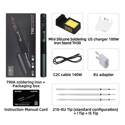 ALIENTEK T90 Smart Soldering Iron PD 3.1140W Portable Digital Display 80-450℃ PCB Precision Soldering Iron Repair Tool Kit