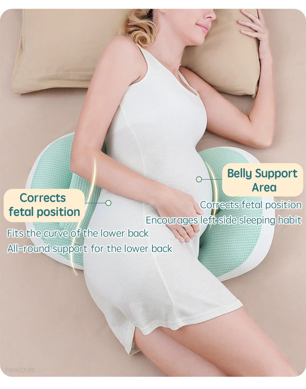 PANGDUBE Pregnancy Pillow U-shaped Waist Pillows Cotton Maternity Pillow Women Sleeping Body Pillow Care for Pregnancy Cushion