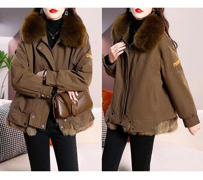 Upgraded 2023 Autumn/Winter omen's Pi vercomes Warm tras Coat Natural Fox Hair Fashion Wool Coat Temperament Slimming Inner Tank