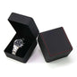 Black Single Watch Gift Box with Pillow PU Leather Wristwatch Display Case Organizer for Men Clamshell PU leather watch case