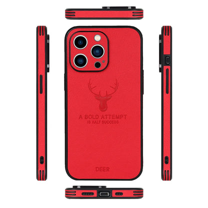 Luxury Business Leather Bumper Case For iPhone 17 Air 16 15 14 13 12 11 Pro Max Mini Plus Shockproof Soft Deer Head Back Cover
