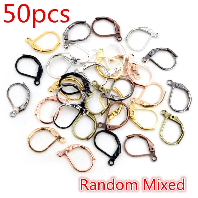 30-50pcs/lot Gold Silver French Lever Earring Hooks Wire Settings Base Hoops Earrings For DIY Jewelry Making Supplies Wholesale