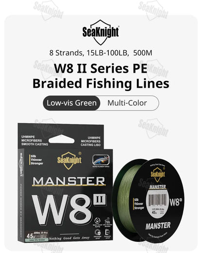 SeaKnight Brand W8 II Series 500M 8 Strands Fishing Line Advanced Braided PE Line anti-UV Seawater proof coating Fishing Line