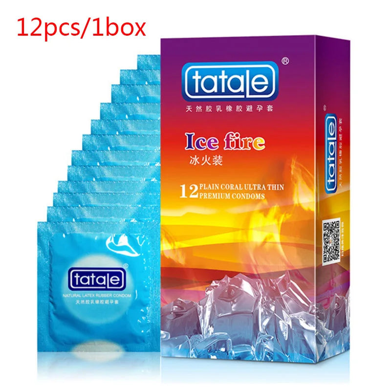 10/12PCS Erotic Condom Ice and Hot Feeling Big Particles Spikes Condom G Point Stimulation Sexshop Contraception for Men Sex Toy