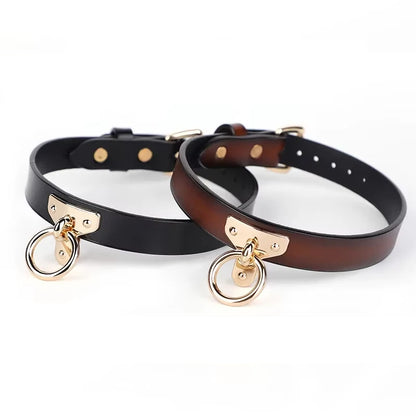 Genuine Leather Series Collar Slave Bed Neck Restraint Belt Strap BDSM Female Couple Bondage Erotic Fun Sex Toys Adult Games