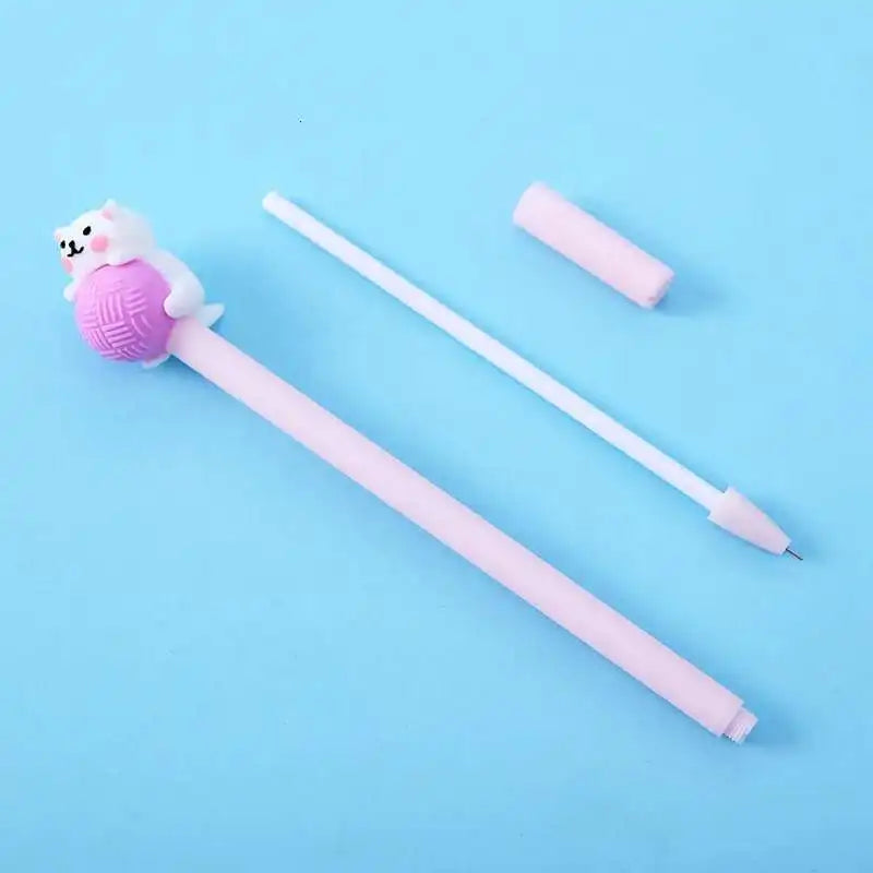 1 Pcs Lytwtw's Cute Creative Cat Gel Pen Cartoon Kawaii Stationery Office School Supplies sweet pretty lovely cartoon Handles
