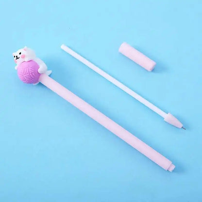 1 Pcs Lytwtw's Cute Creative Cat Gel Pen Cartoon Kawaii Stationery Office School Supplies sweet pretty lovely cartoon Handles