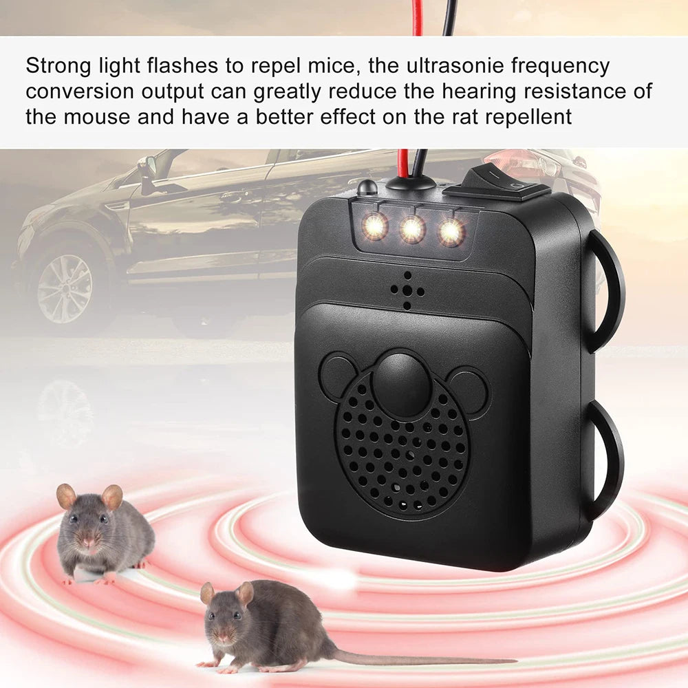Leekooluu Mouse Repellent Ultrasonic 12v Anti-Rat Mouse Repeller For Cars Non-Toxic Keep Rodent Marten Animal Away Car Accessory